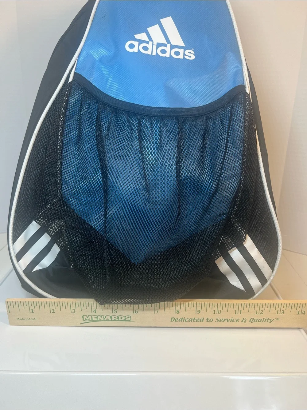 Rare adidas Baby Blue and Black Slingback Spring Load Backpack with Mesh Front. - Picture 7 of 16
